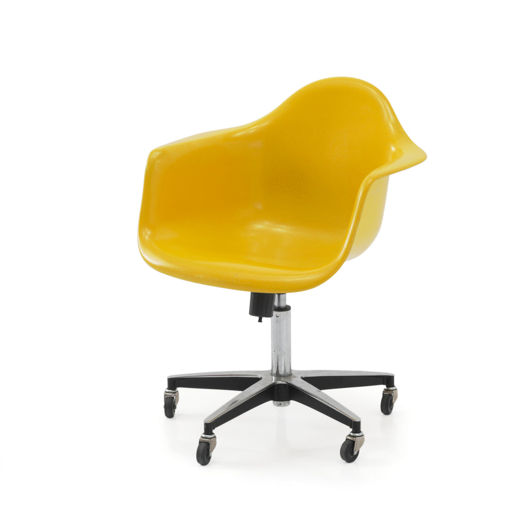 Yellow Shell Armchair w/ Rolling Base