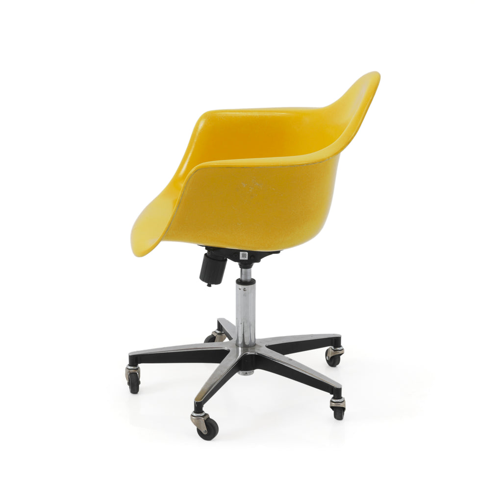 Yellow Shell Armchair w/ Rolling Base