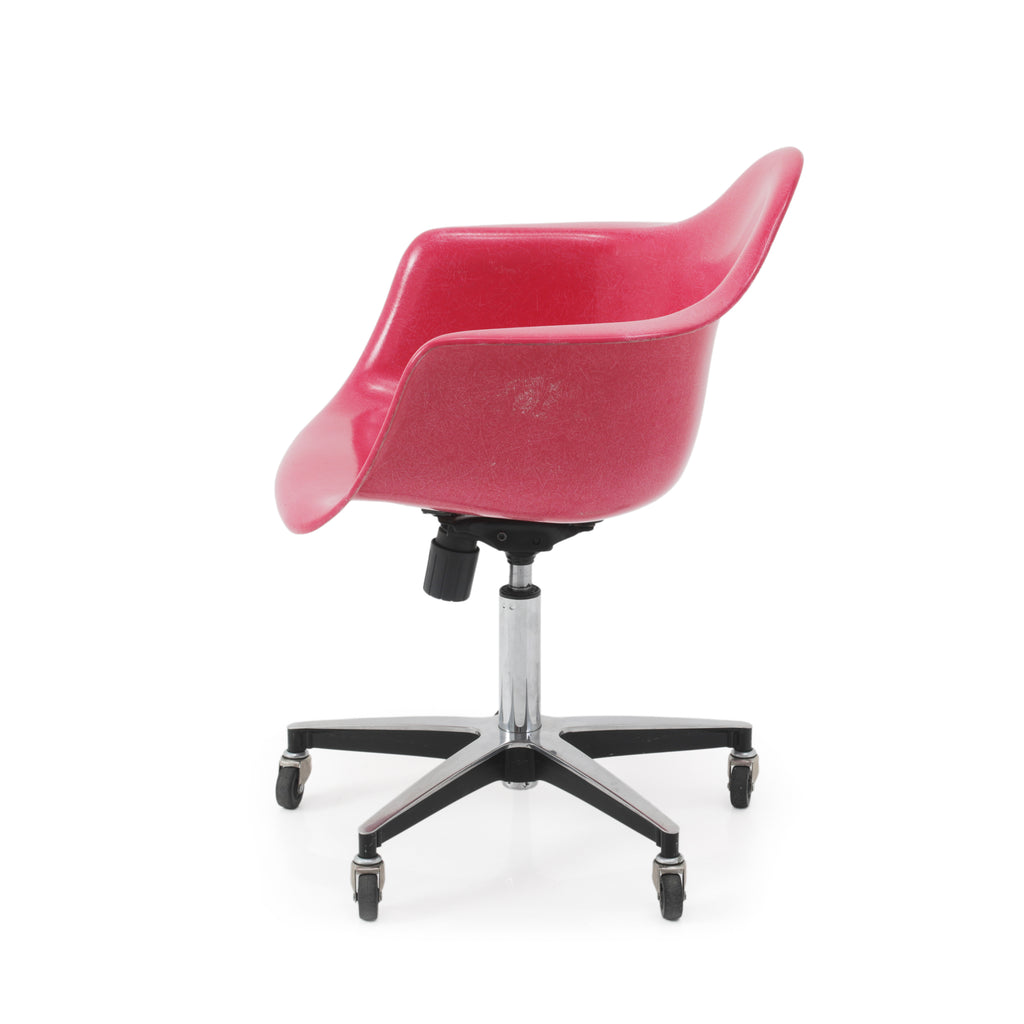 Magenta Shell Armchair w/ Rolling Base