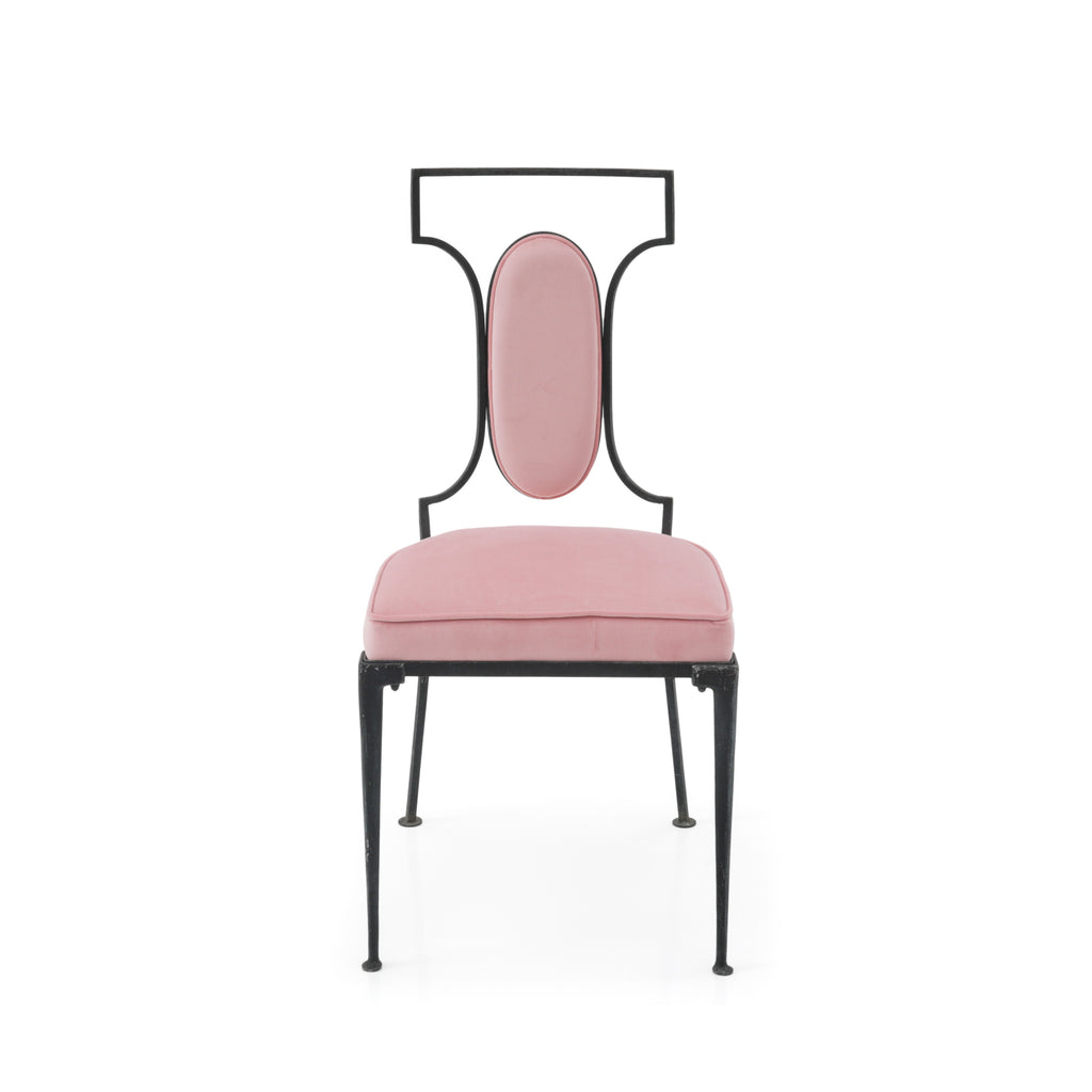 Pink & Black Metal Cutout Back Dining Chair