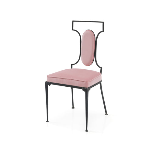 Pink & Black Metal Cutout Back Dining Chair