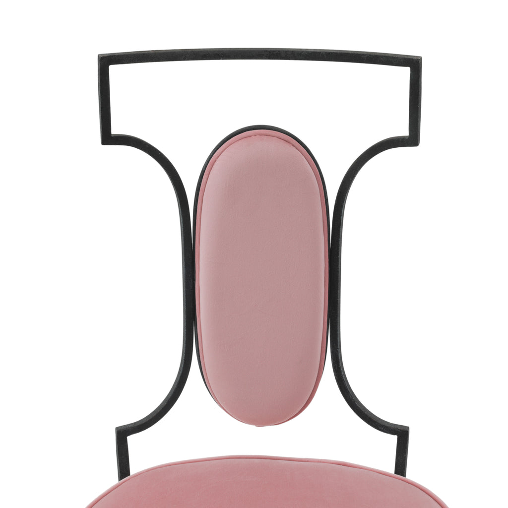 Pink & Black Metal Cutout Back Dining Chair