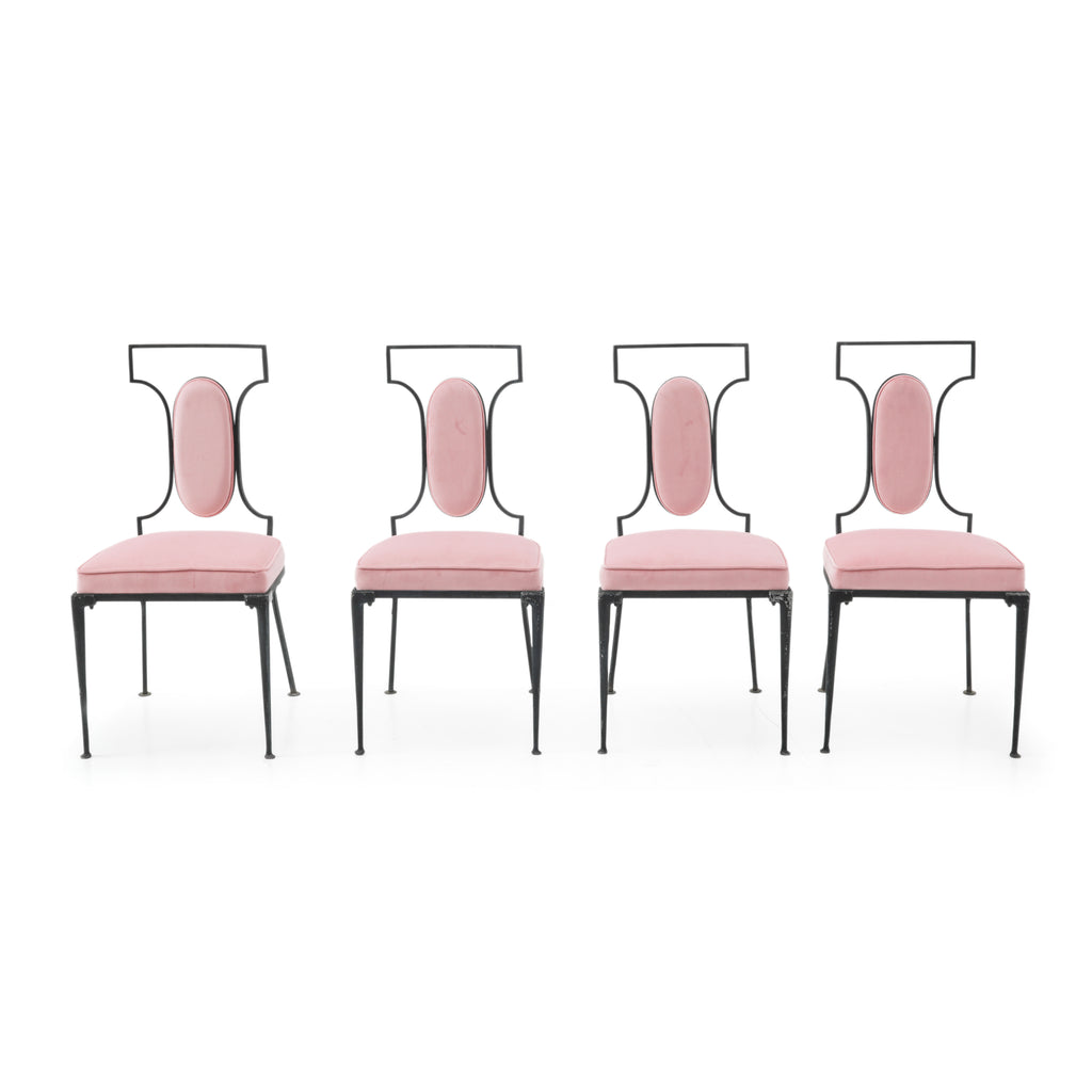 Pink & Black Metal Cutout Back Dining Chair