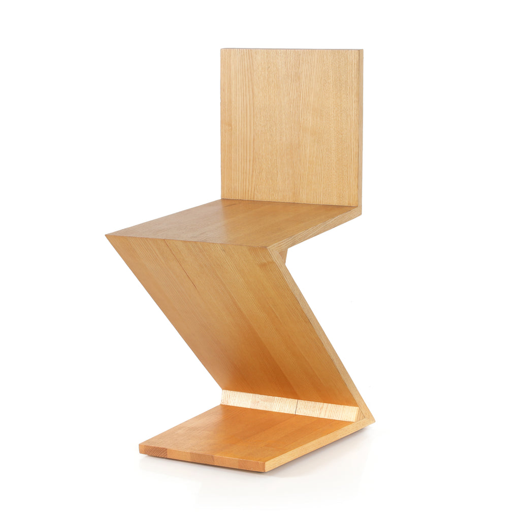 Light Wood Solid Zig Zag Chair