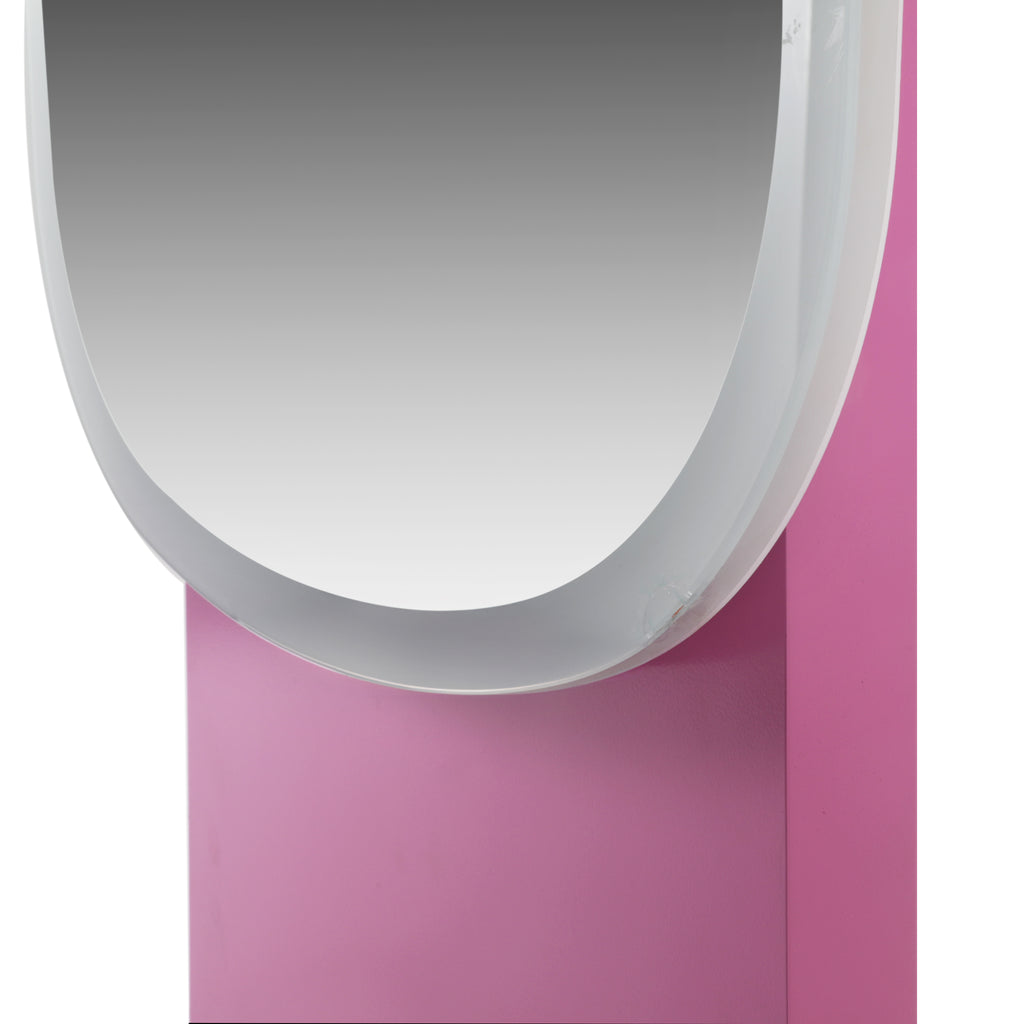 Standing Mirror w/ Pink Rolling Base