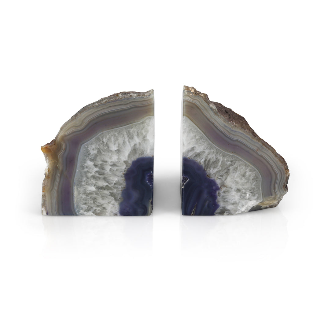 Blue / White Geode Bookends (A+D)