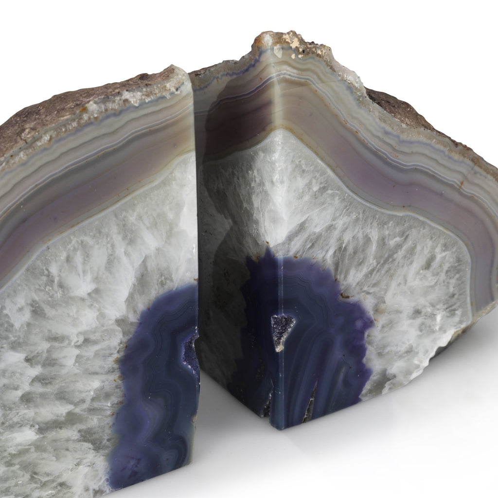 Blue / White Geode Bookends (A+D)