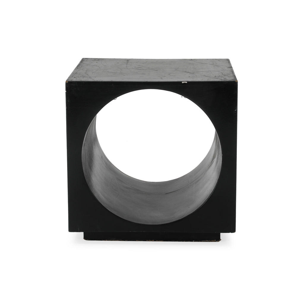 Black Cube Pedestal with Circular Cut Out