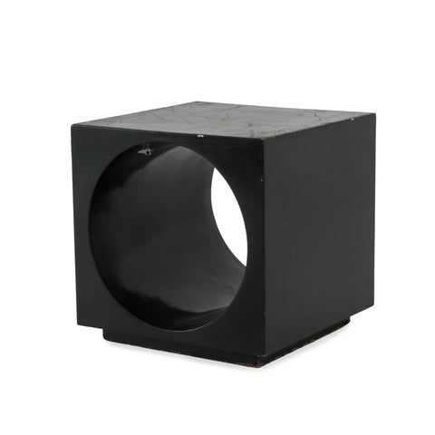 Black Cube Pedestal with Circular Cut Out