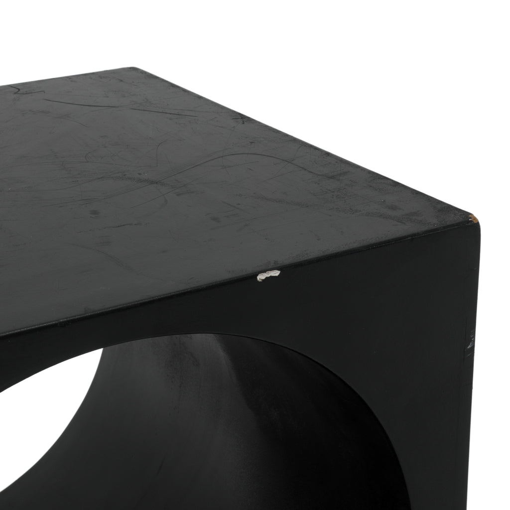 Black Cube Pedestal with Circular Cut Out