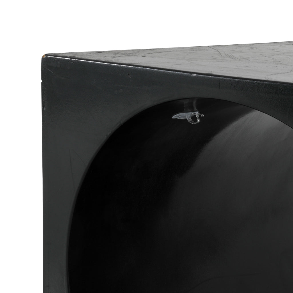 Black Cube Pedestal with Circular Cut Out