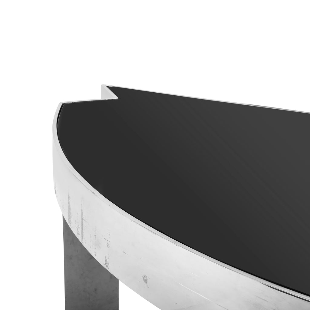 Black and Chrome Half-Circle Desk