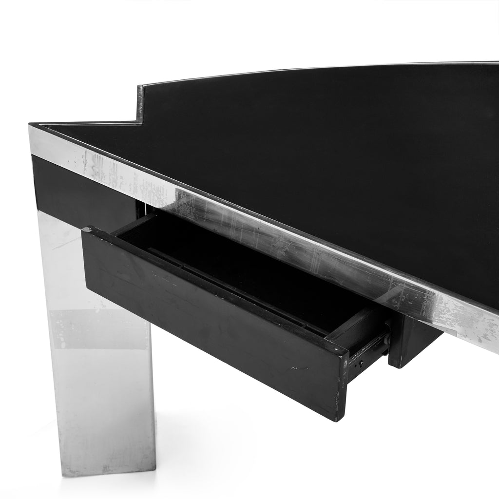 Black and Chrome Half-Circle Desk