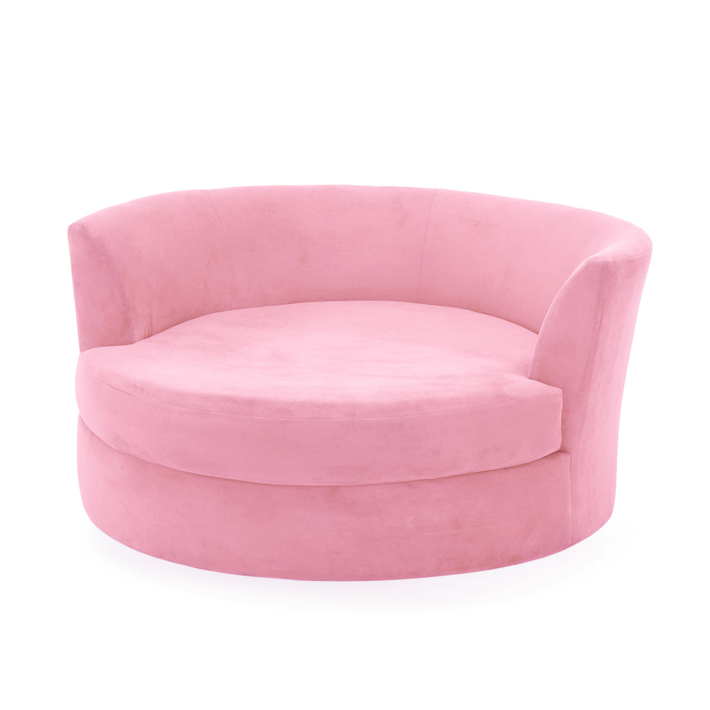 Pink Velvet Deep Round Couch