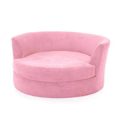 Pink Velvet Deep Round Couch