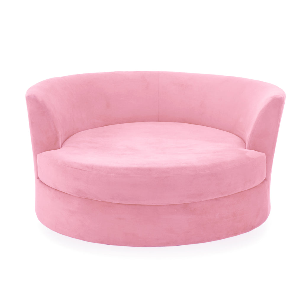 Pink Velvet Deep Round Couch