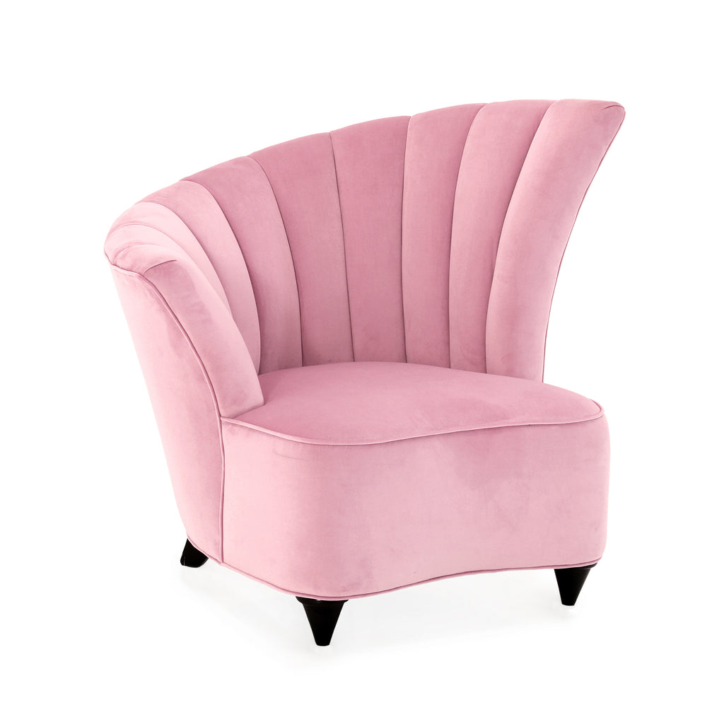 Pink Velvet Deco Right Fan Chair