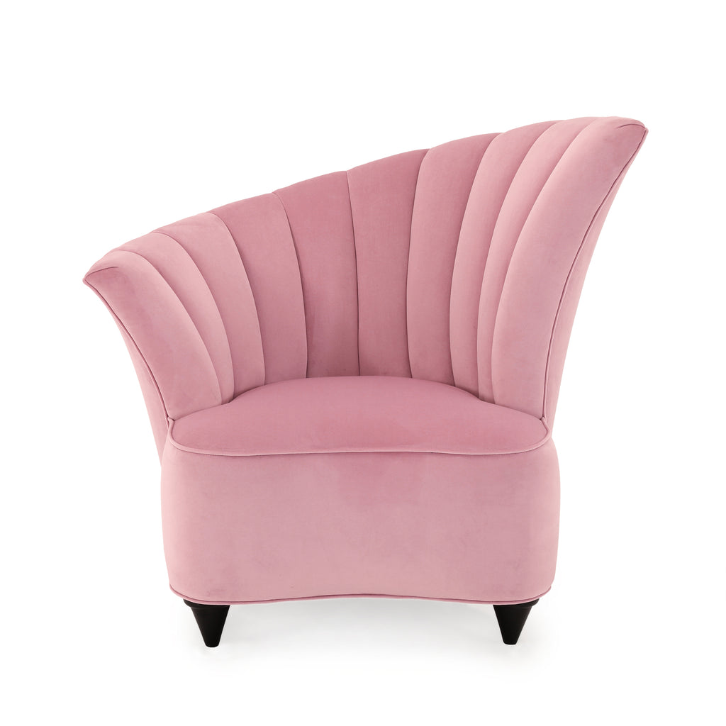 Pink Velvet Deco Right Fan Chair