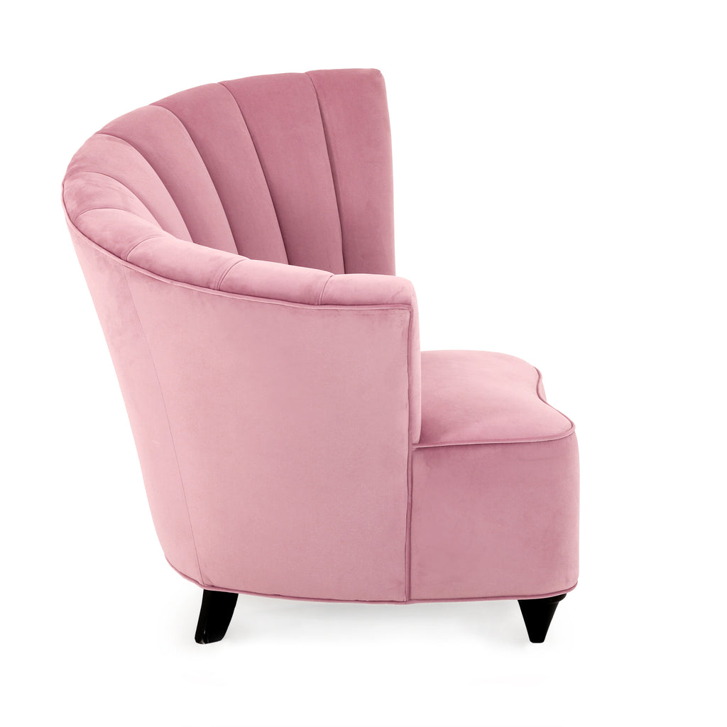 Pink Velvet Deco Right Fan Chair