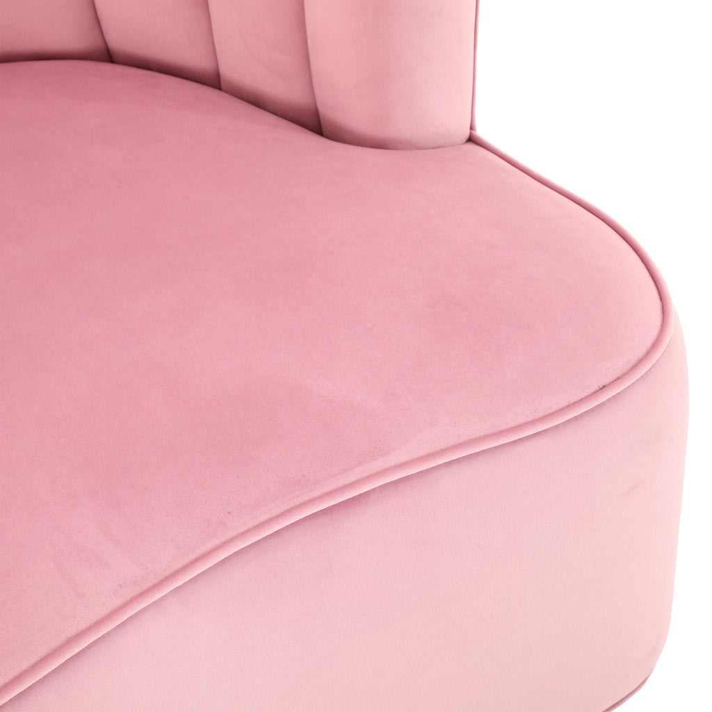 Pink Velvet Deco Right Fan Chair