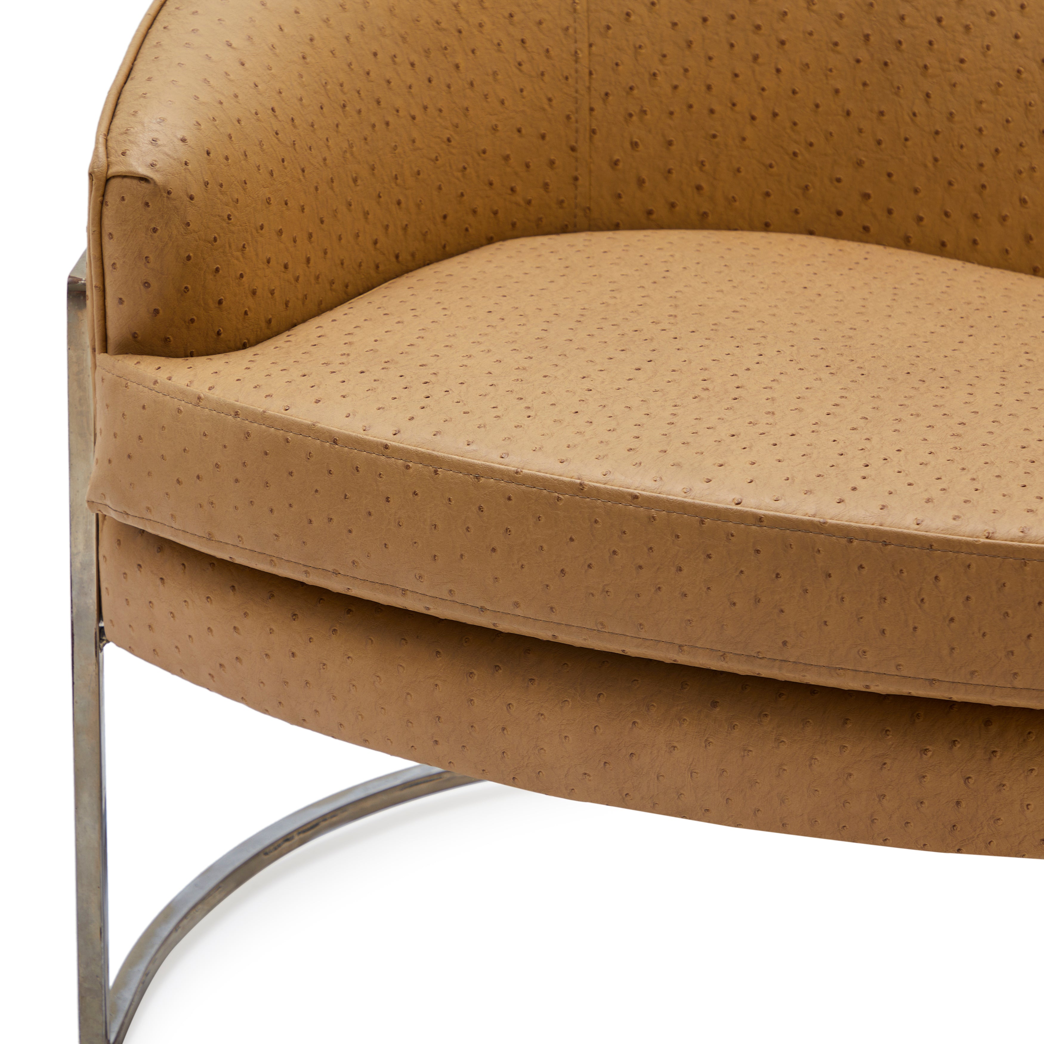 Tan Ostrich Leather Lounge Roy Chair & - Props Rounded Gil