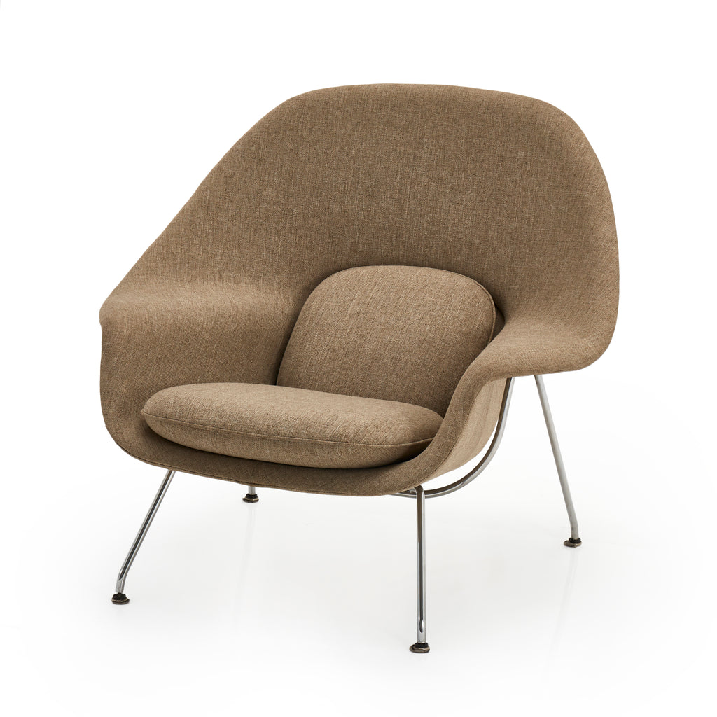 Tan Womb Lounge Chair with Silver Legs