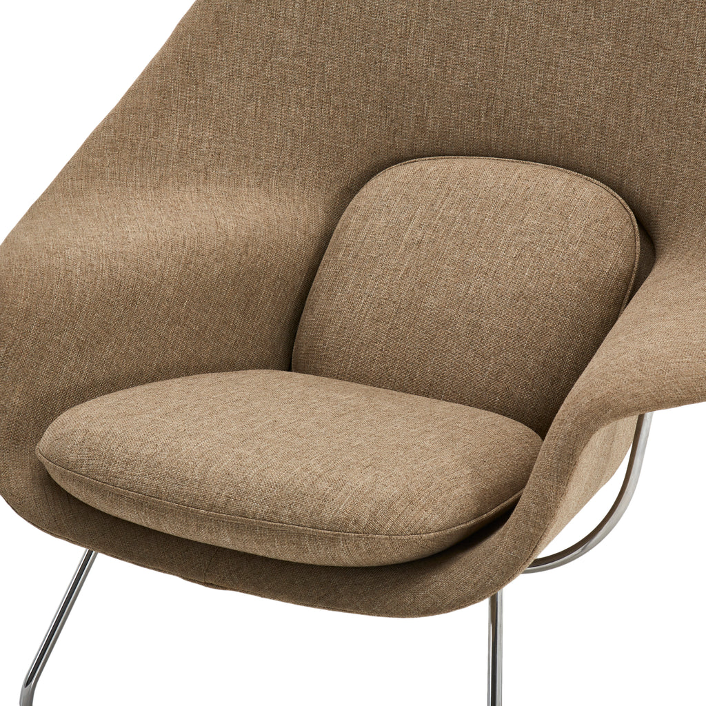 Tan Womb Lounge Chair with Silver Legs