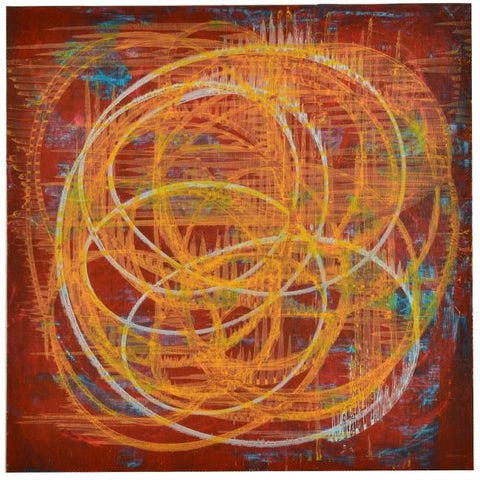 0687 (A+D) Circles on Red (24" x 24")