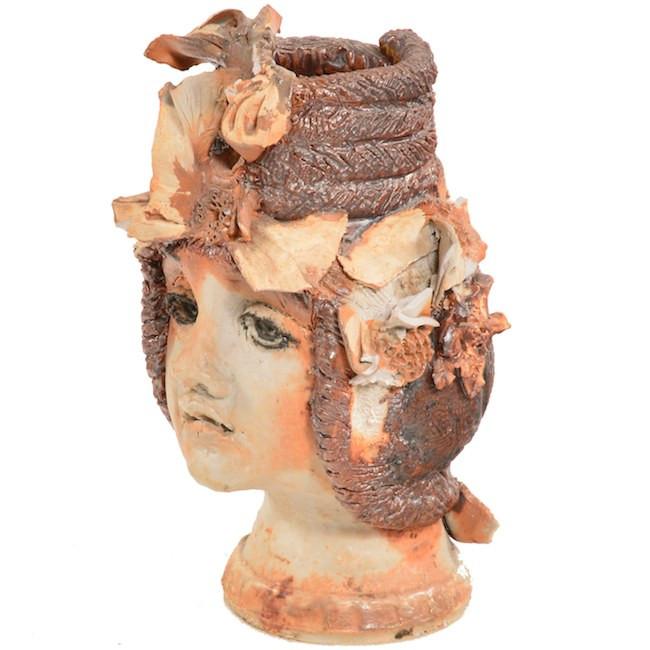 Cream Brown Woman's Hat Head
