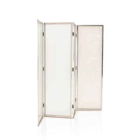 White Glass 4 Panel Room Divider