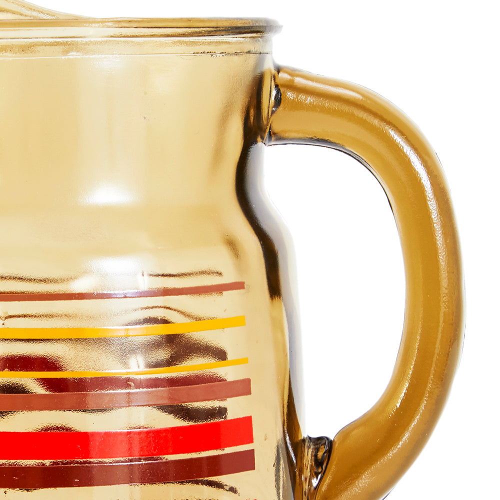 Set of Colorful Striped Glass Pitcher and Cups