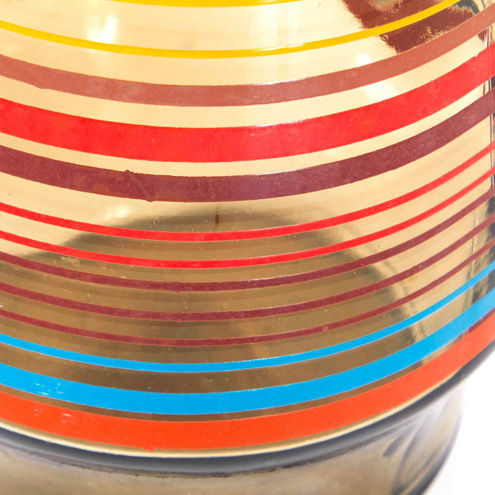 Set of Colorful Striped Glass Pitcher and Cups