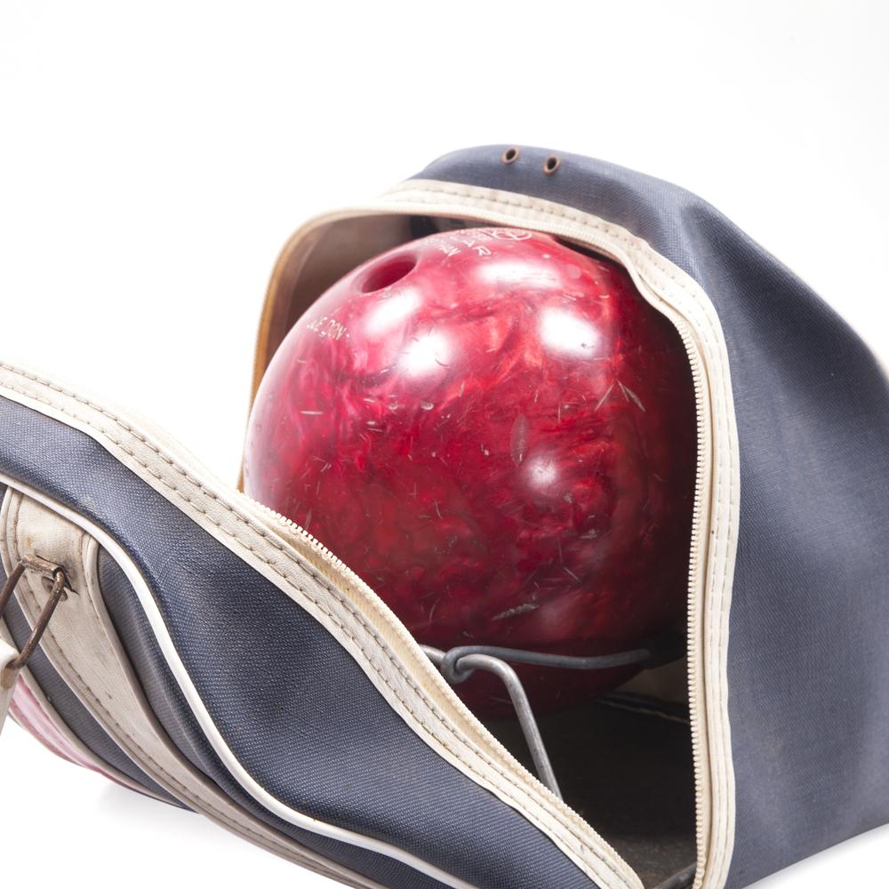 Red White and Blue Bowling Bag Vintage 1970s Retro Bowling Ball Travel Bag