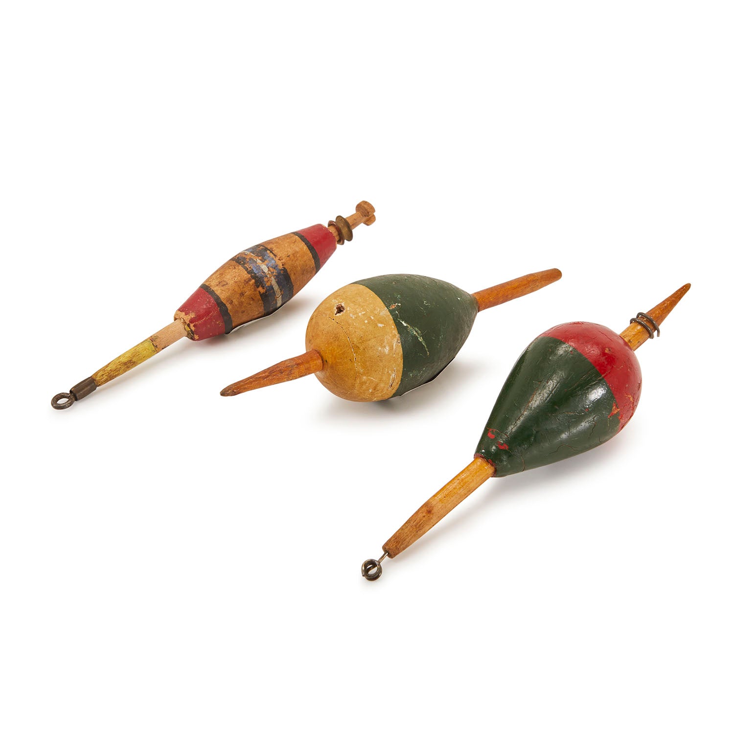 A nice bunch of 4 antique cork fishing floats - vintage bobbers - great  colors for Sale 