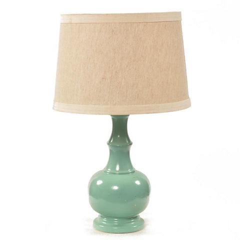 Sea Foam Green Table Lamp with Tan Shade