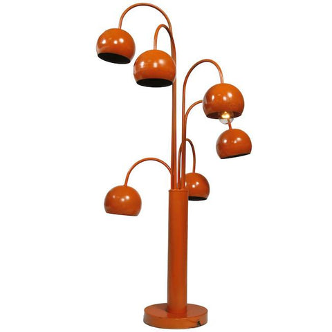 Tall Orange MetaTable Lamp w 6 Ball Shades