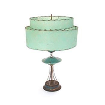 Turquoise Shade Table Lamp with Black Base